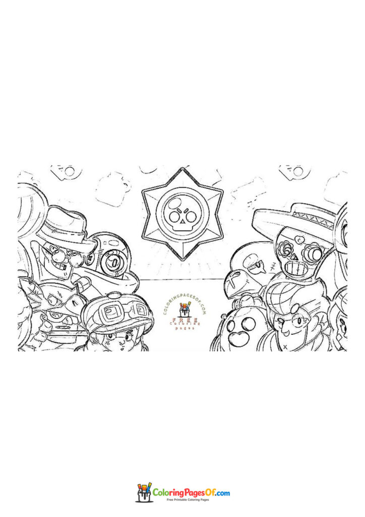 Brawl Stars characters coloring page to print