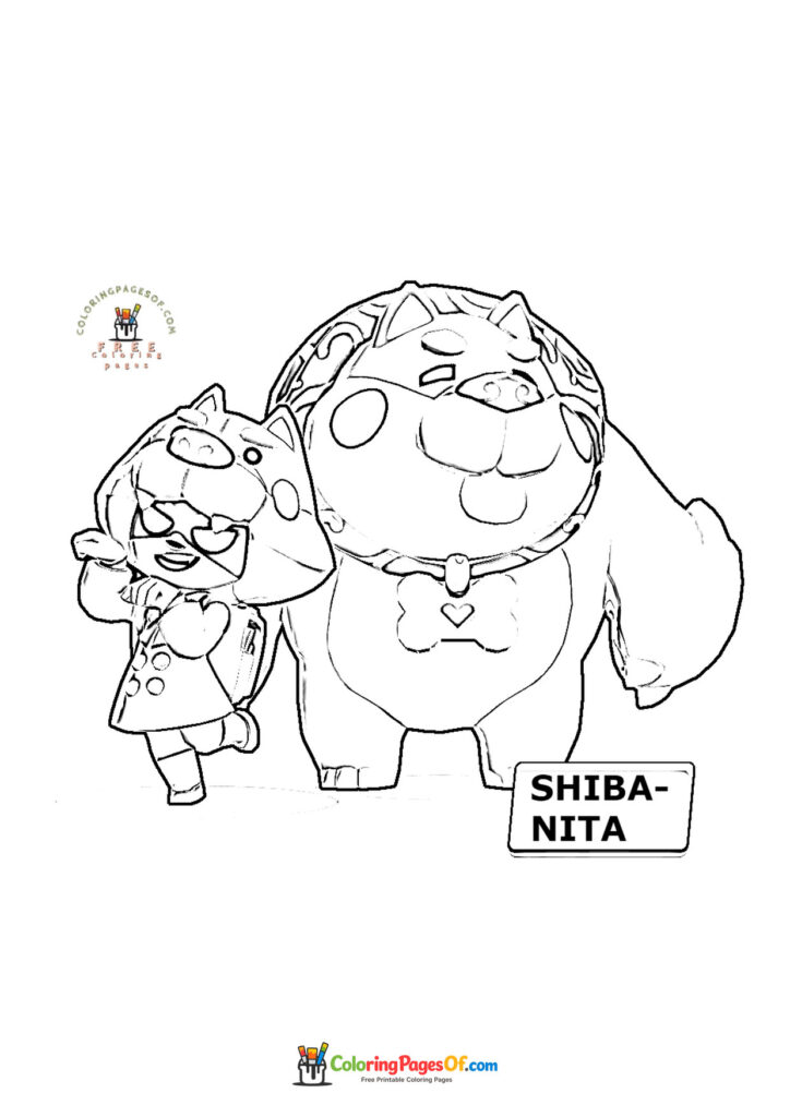 Brawl Stars Shiba Nita coloring page to print