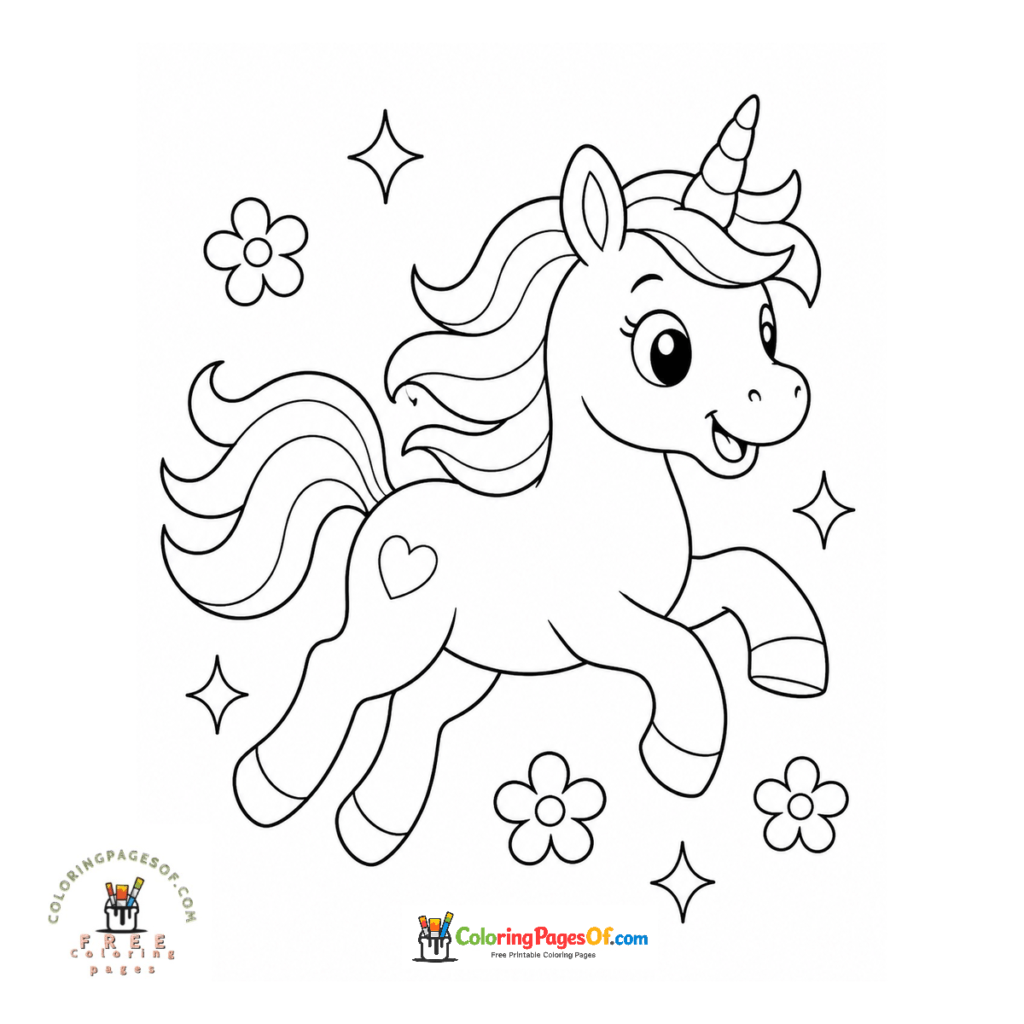 Unicornio kawaii y fácil para colorear