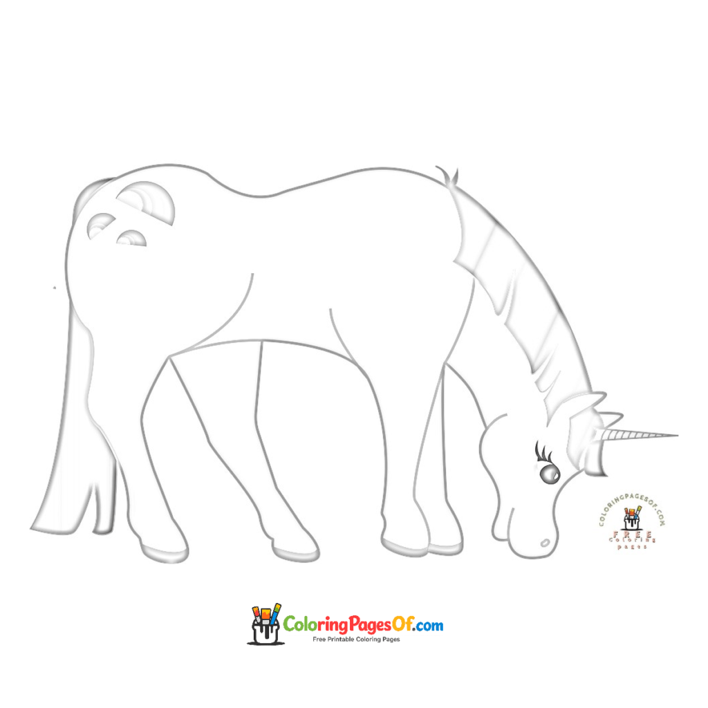 Unicornio pastando tranquilamente para colorear