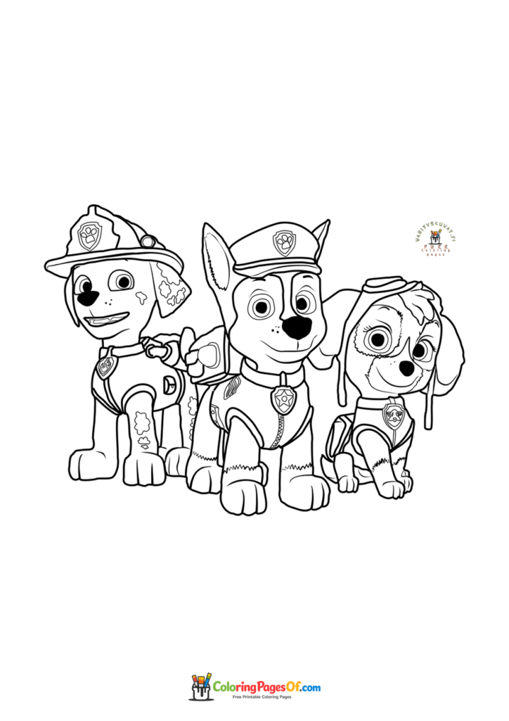PAW Patrol pups together coloring page