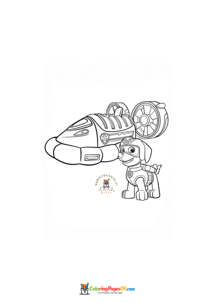 PAW Patrol Zuma and hovercraft coloring page