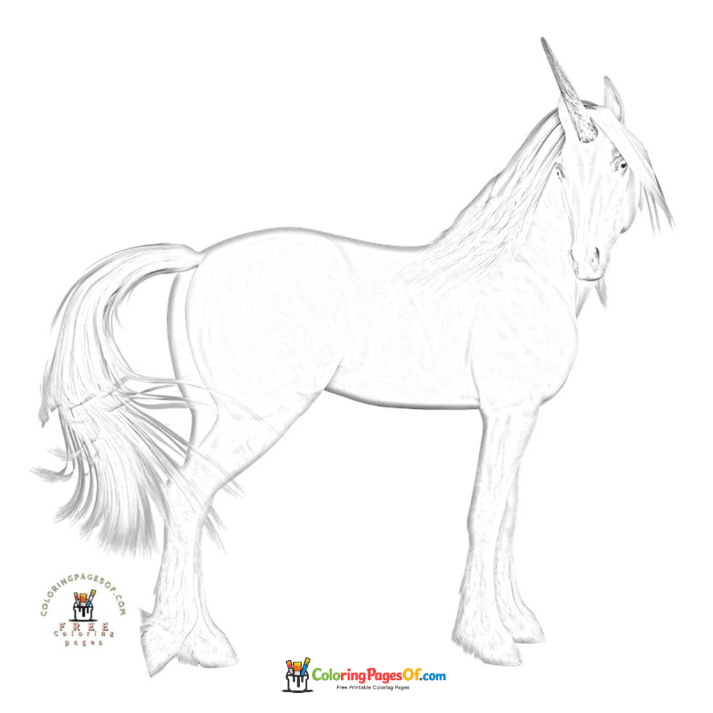 Unicornio blanco realista para colorear