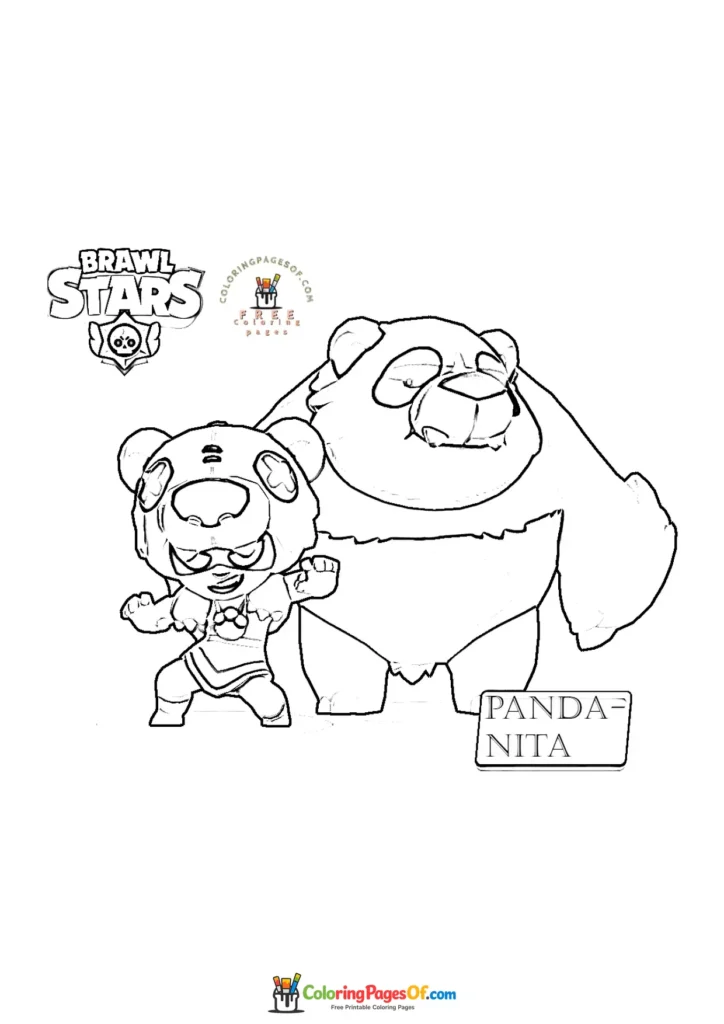 Brawl Stars Panda Nita Ausmalbild zum Ausdrucken