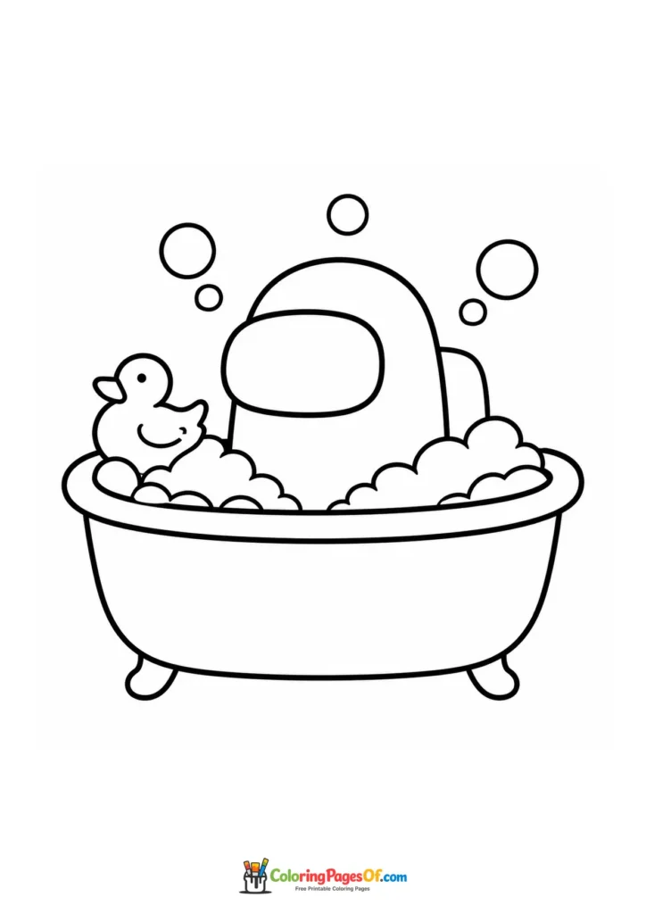 Dibujo de Among Us en la bañera para colorear