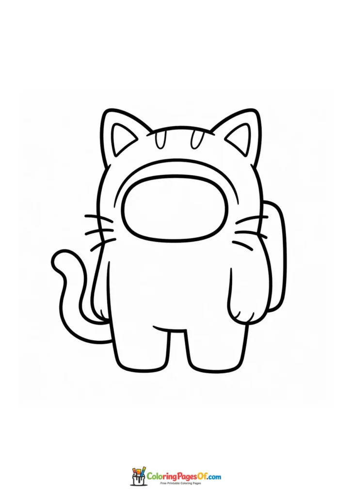 Dibujo de Among Us con disfraz de gato para colorear