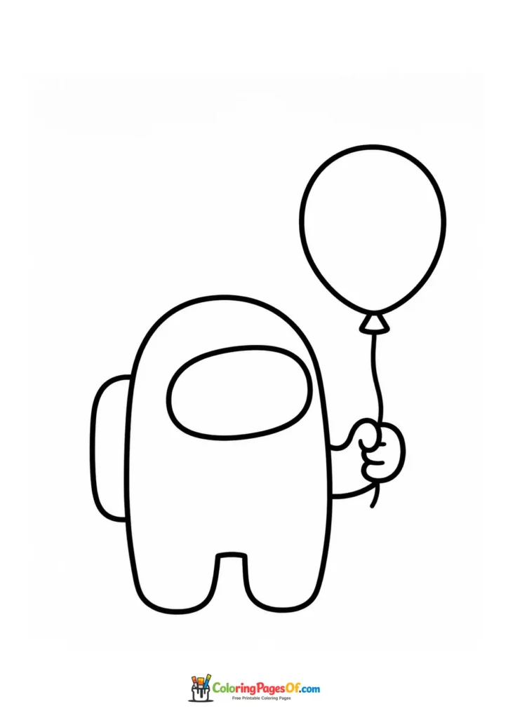 Dibujo de Tripulante de Among Us con globo para colorear