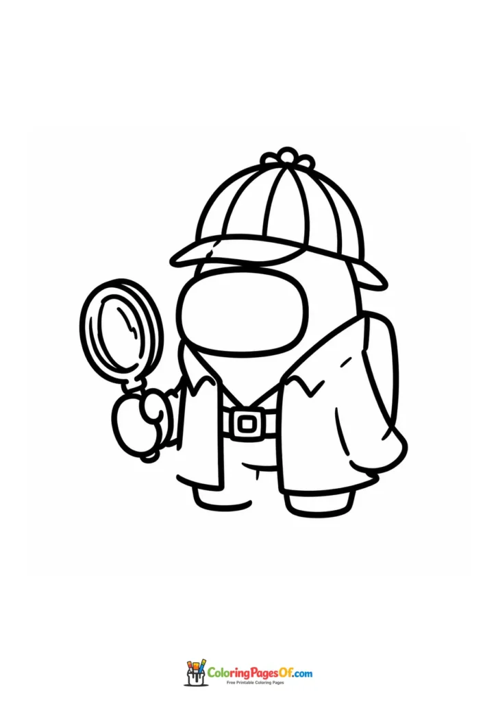 Dibujo de Detective de Among Us con lupa para colorear