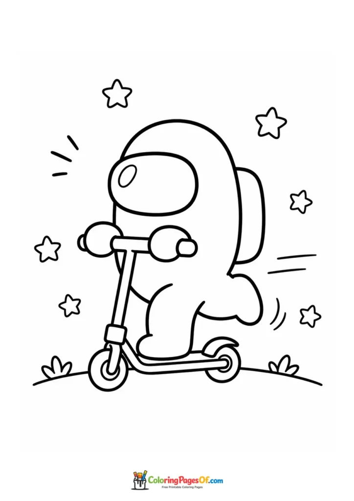 Dibujo de Among Us en patinete para colorear