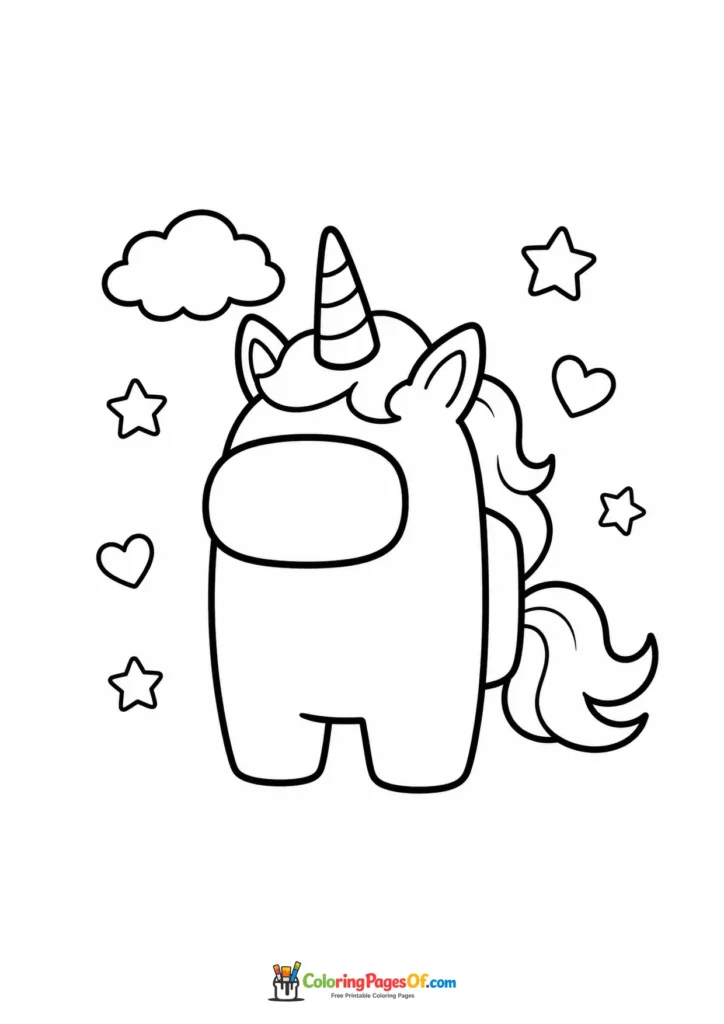 Dibujo de Tripulante unicornio de Among Us para colorear