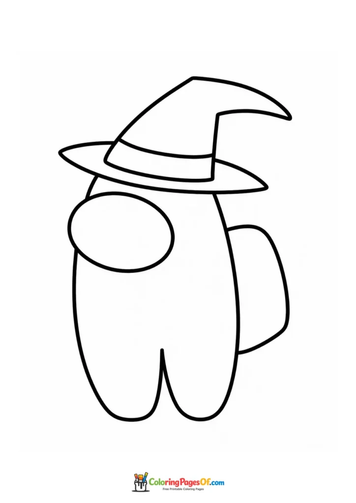 Dibujo de Among Us con sombrero de bruja para colorear