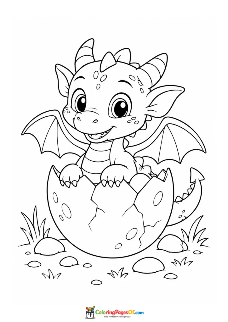 Baby Dragon Hatching from an Egg coloring page