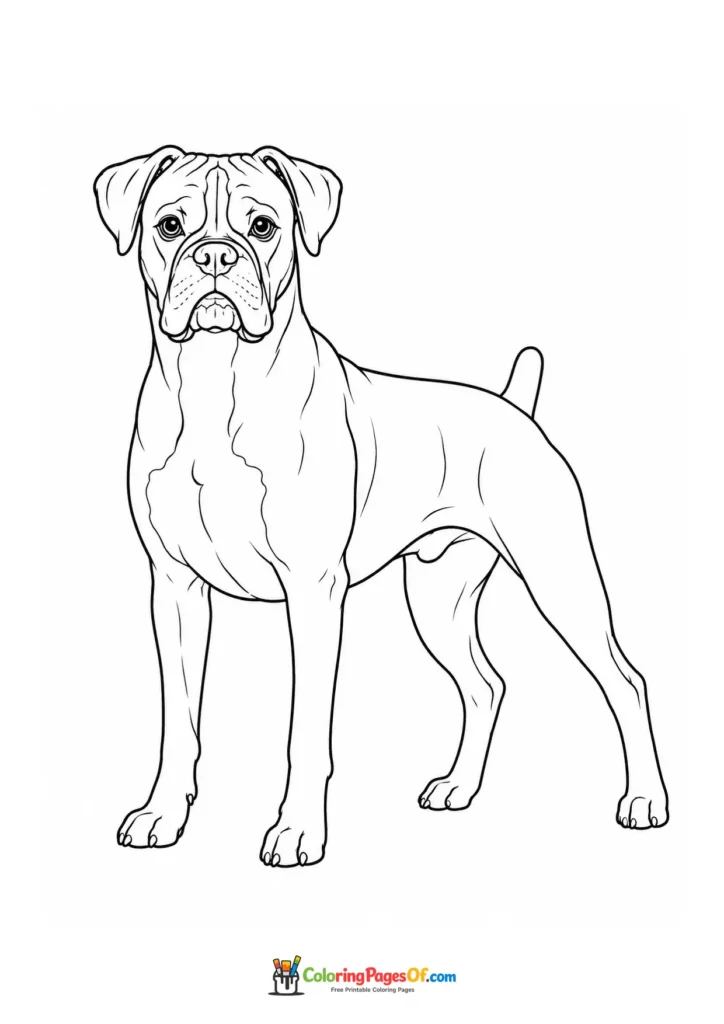 Boxer dog coloring page