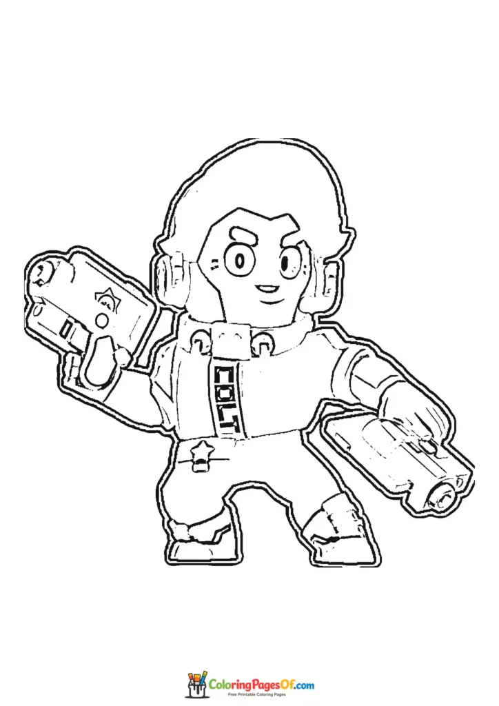Brawl Stars Colt im blauen Outfit Ausmalbild zum Ausdrucken