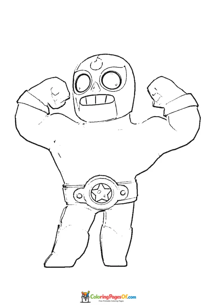 Brawl Stars El Primo beim Posieren Ausmalbild zum Ausdrucken