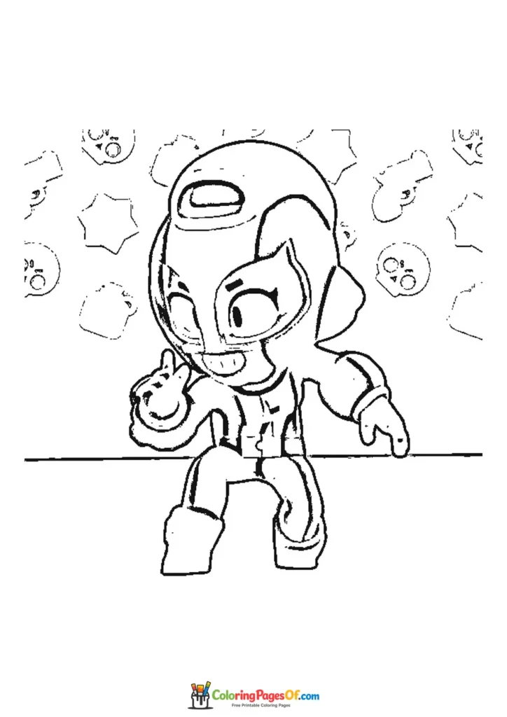 Brawl Stars Charakter mit Helm 1 Ausmalbild zum Ausdrucken