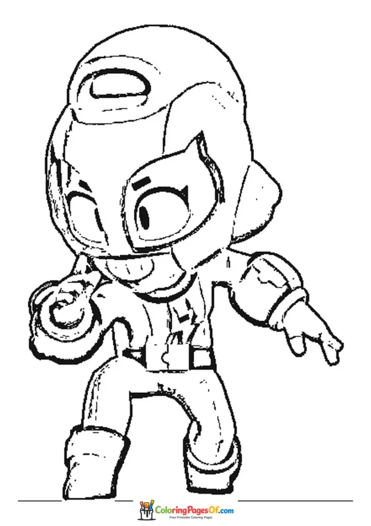 Brawl Stars Charakter mit Helm 3 Ausmalbild zum Ausdrucken
