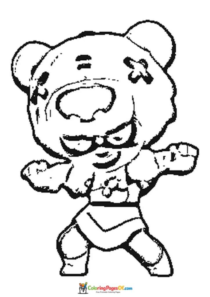 Brawl Stars Nita im Bären-Outfit Ausmalbild zum Ausdrucken