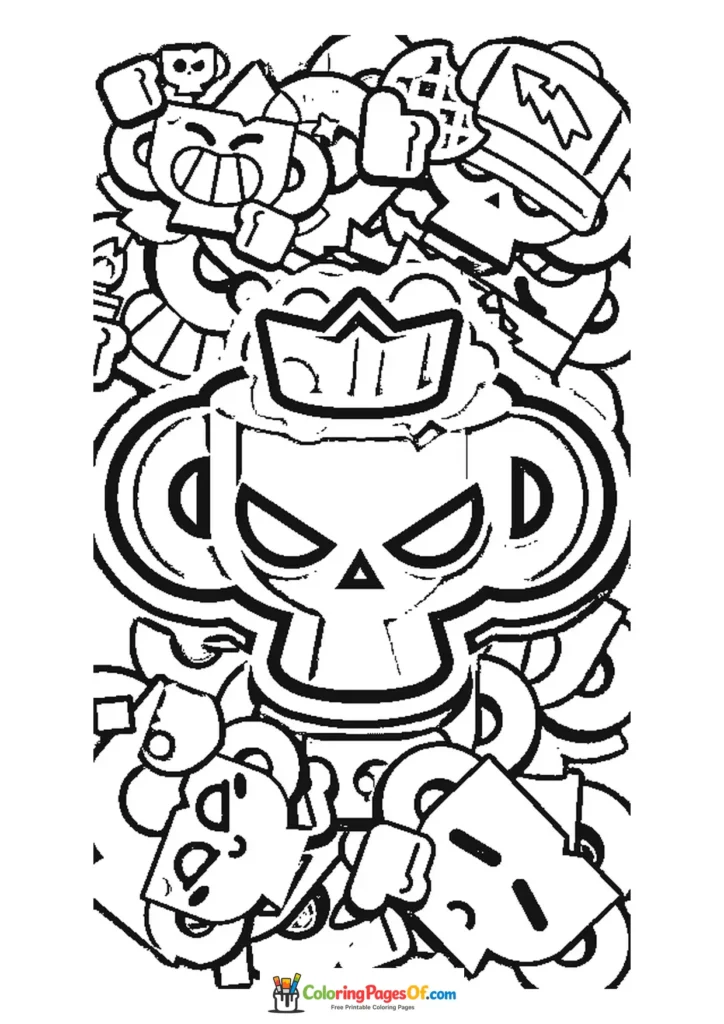 Brawl Stars Sticker-Collage zum Ausmalen und Ausdrucken