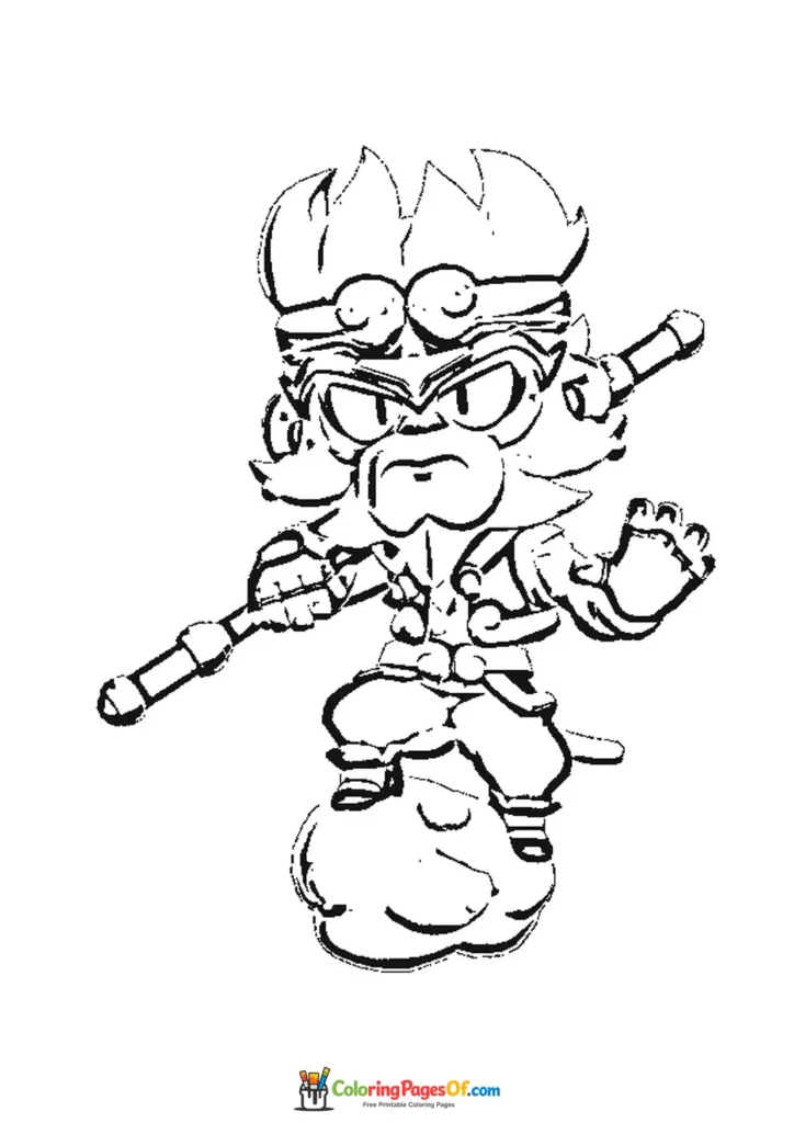 Brawl Stars Wukong Mico Ausmalbild zum Ausdrucken