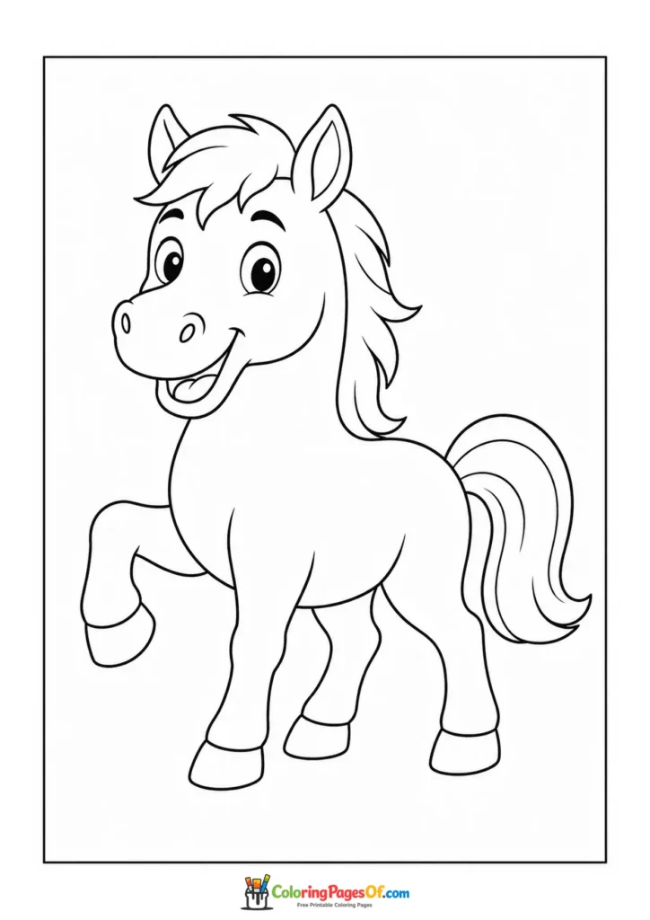 Cartoon horse smiling coloring page