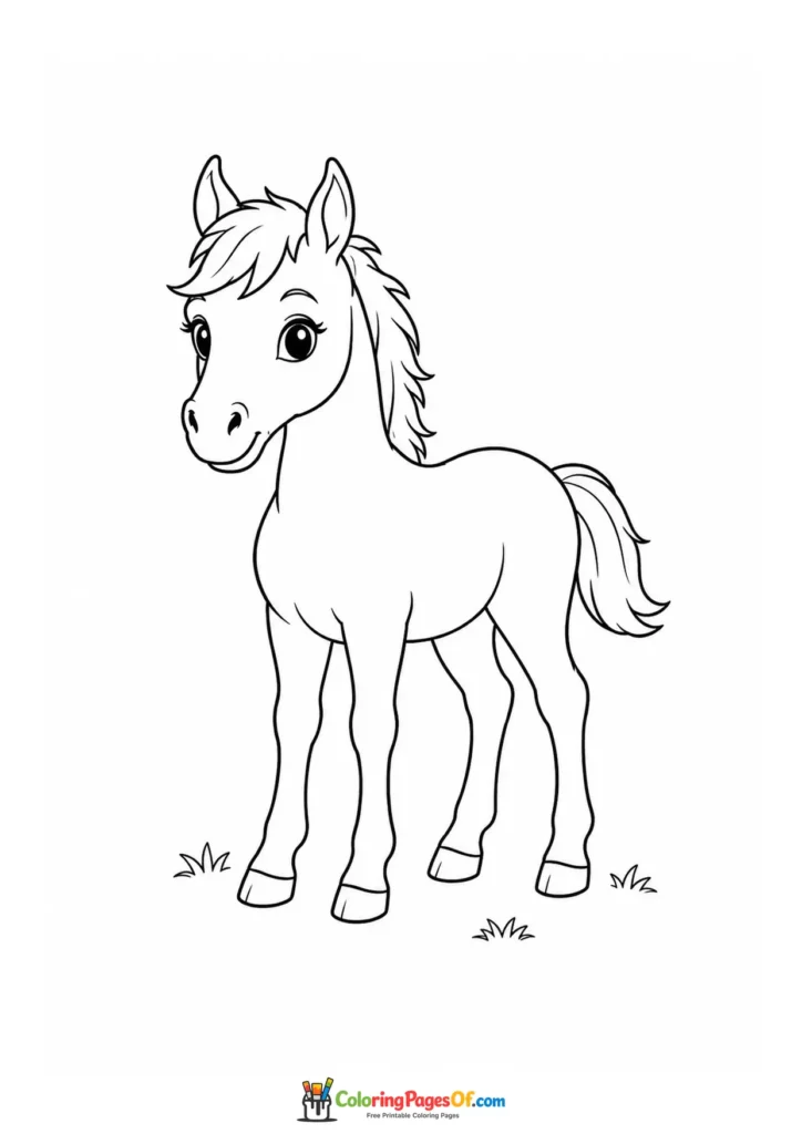 Cute baby foal coloring page