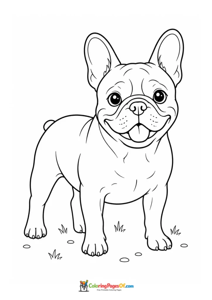 Cute French bulldog coloring page