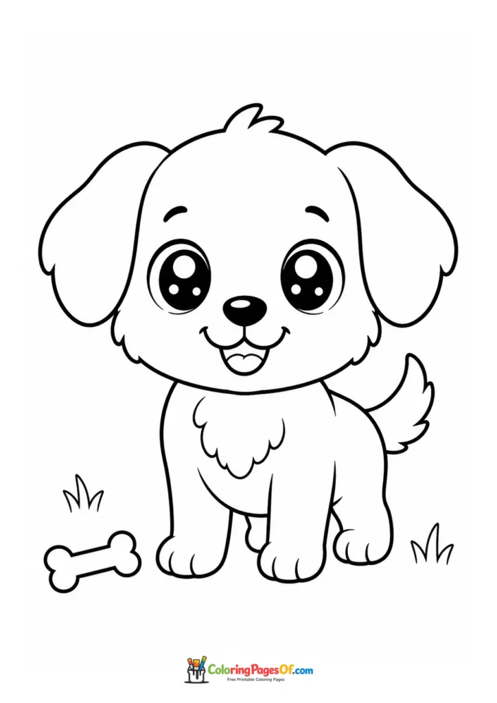 Cute kawaii puppy coloring page