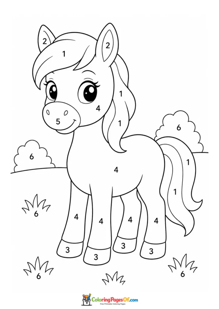 Cute pony color by number