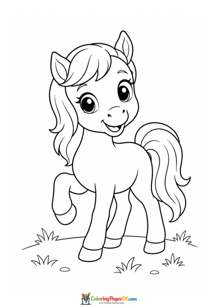 Cute pony with big eyes coloring page