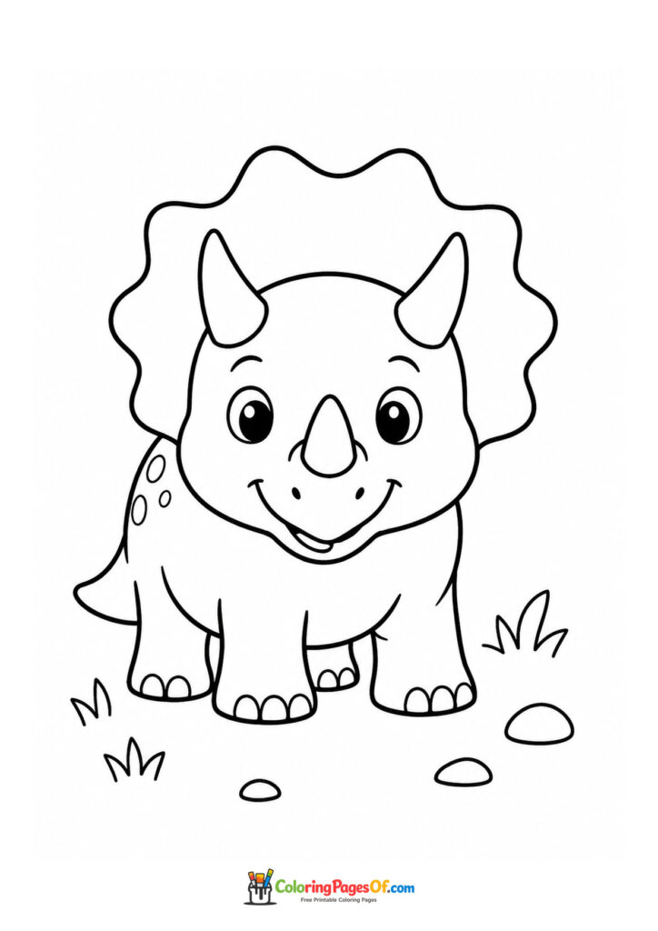 Süßer Triceratops – Ausmalbild – kostenlose Malvorlage zum Ausdrucken