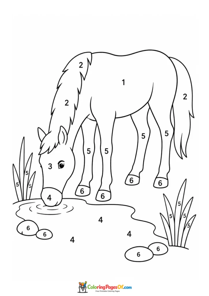 Drinking horse color by number