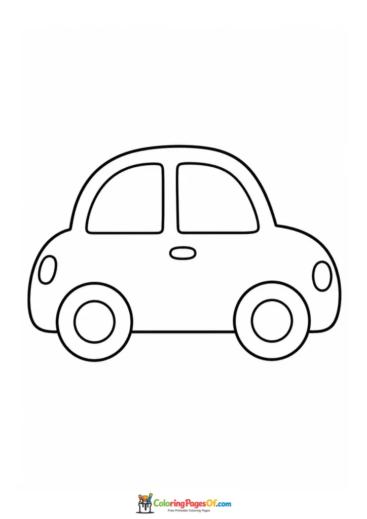 Printable easy car outline for preschoolers coloring picture