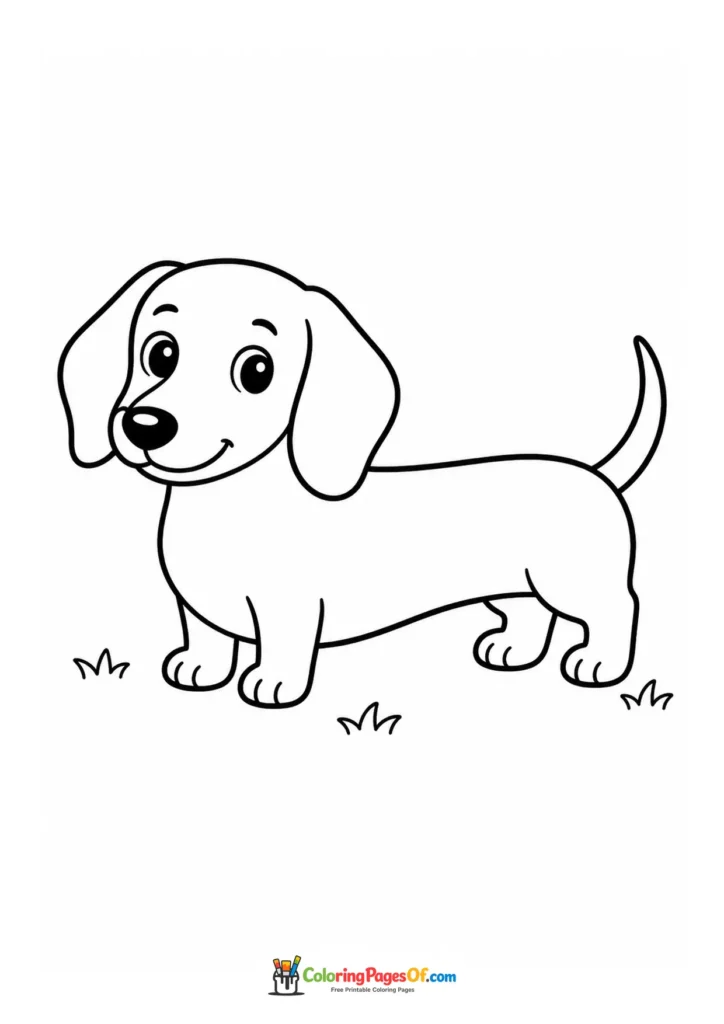 Easy dachshund coloring page