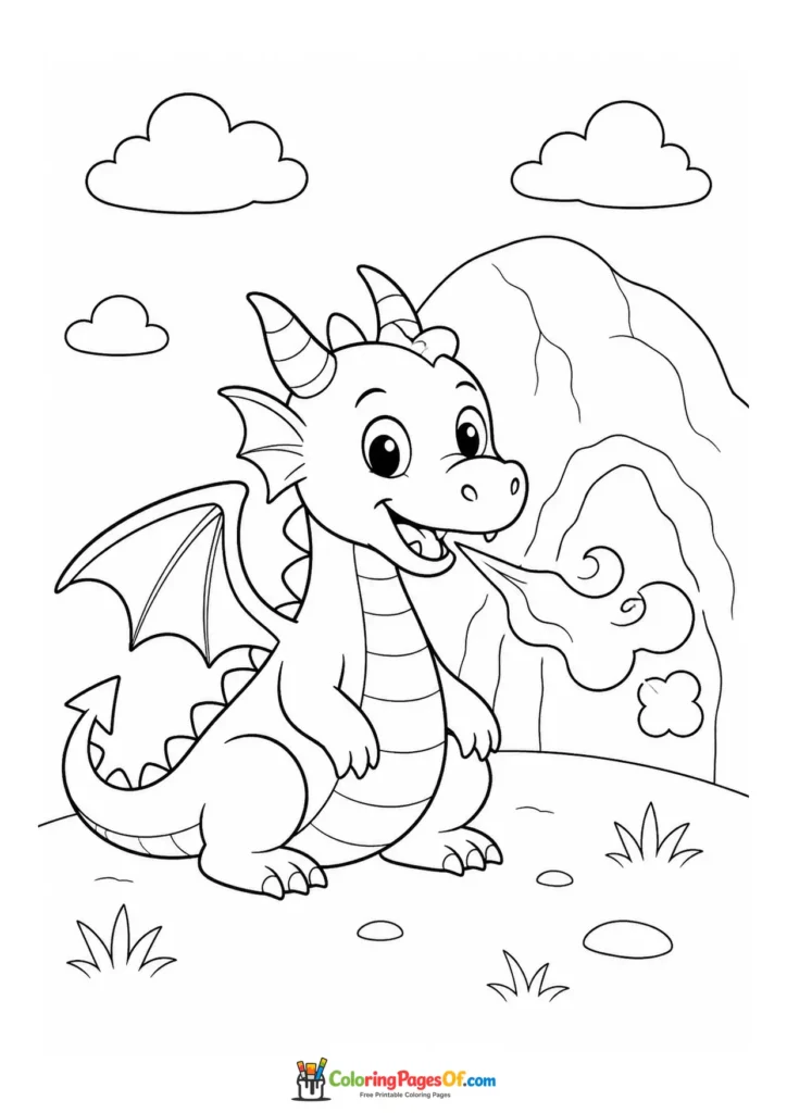 Easy Dragon Blowing a Puff of Smoke coloring page