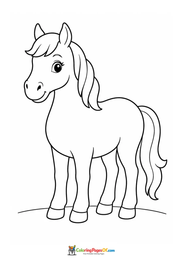 Easy horse outline coloring page