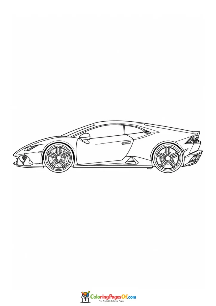 Printable exotic supercar side profile coloring picture