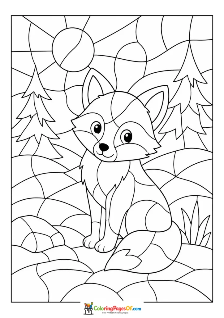 Fox in Forest color by number coloring page