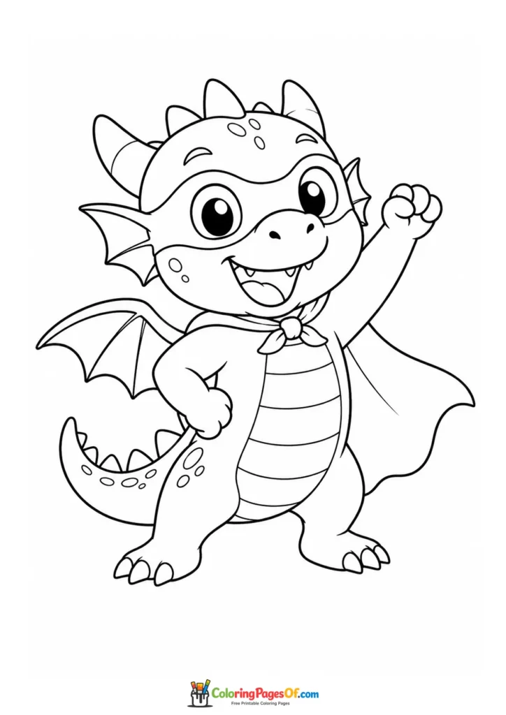 Funny Superhero Dragon coloring page