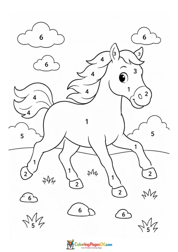 Galloping horse color by number