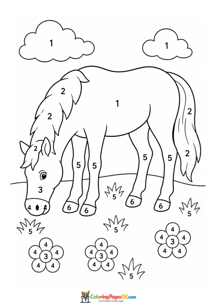 Grazing horse color by number