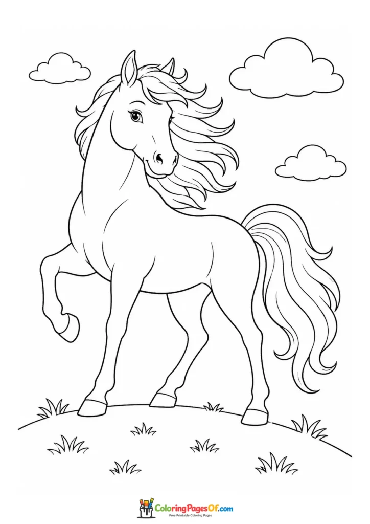 Happy prancing horse coloring page