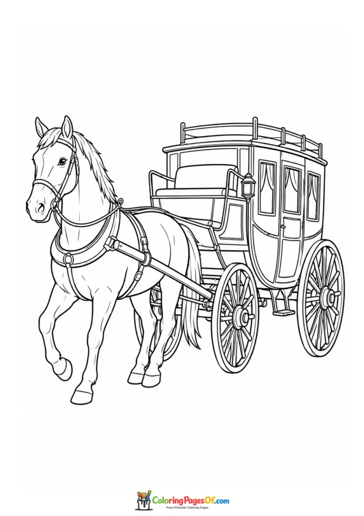 Horse and passenger carriage coloring page
