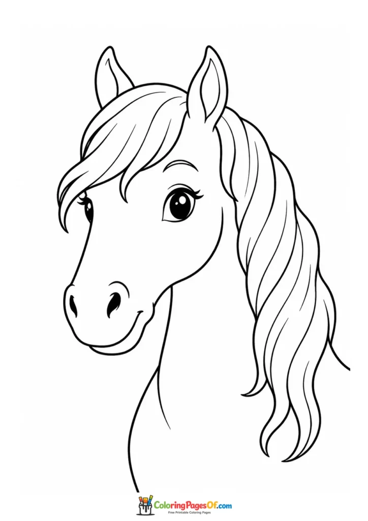 Horse head close-up coloring page