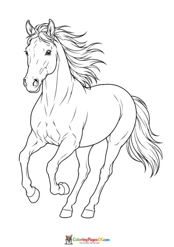 Horse standing on a rocky hill coloring page