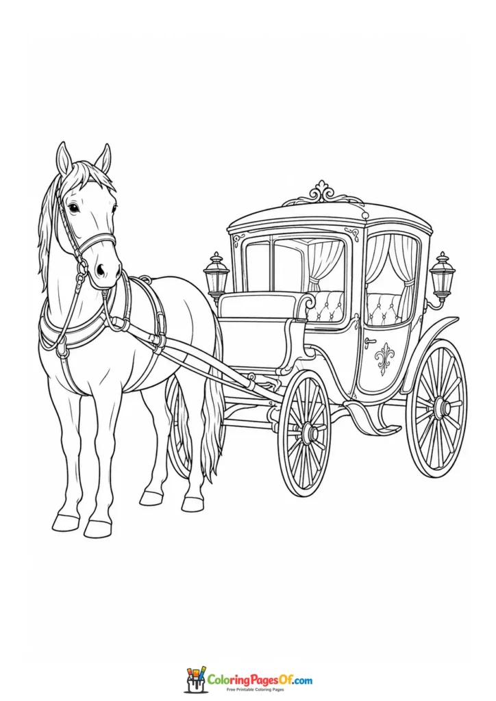 Horse with an ornate carriage coloring page