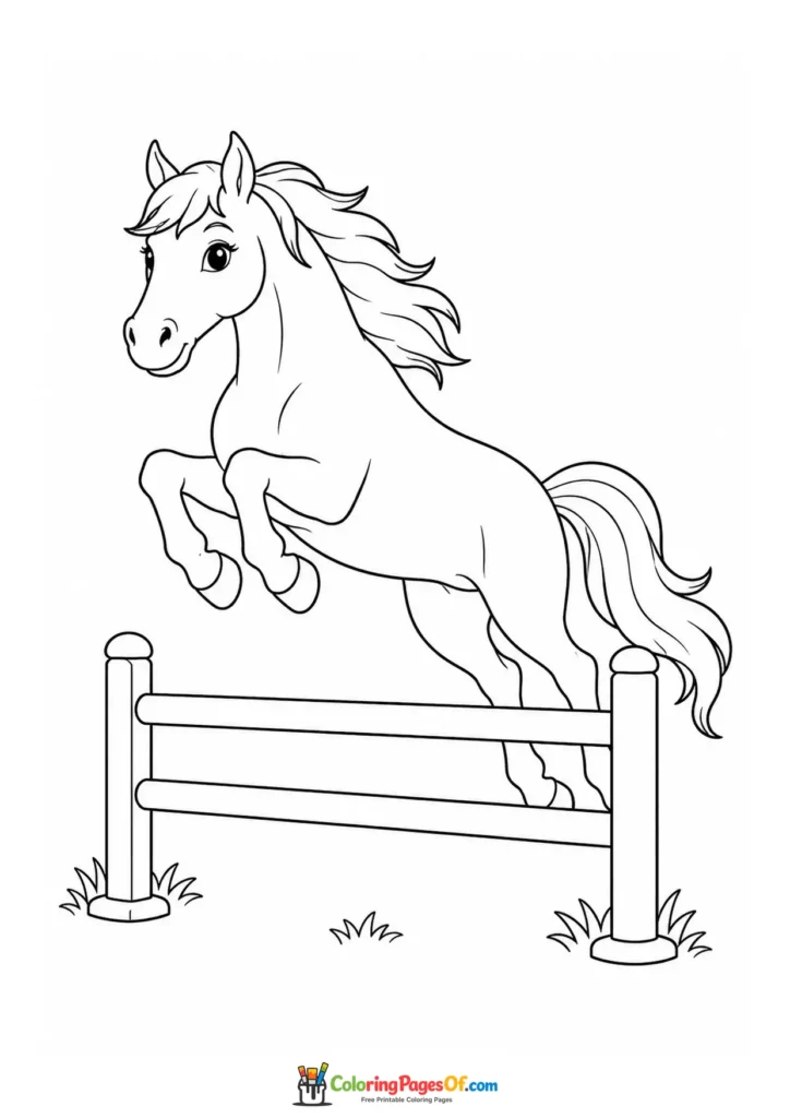 Jumping horse coloring page