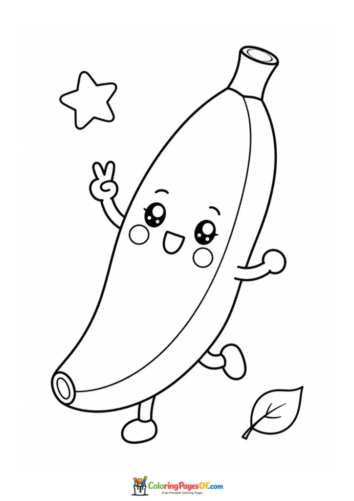 Kawaii Banana Dancing coloring page