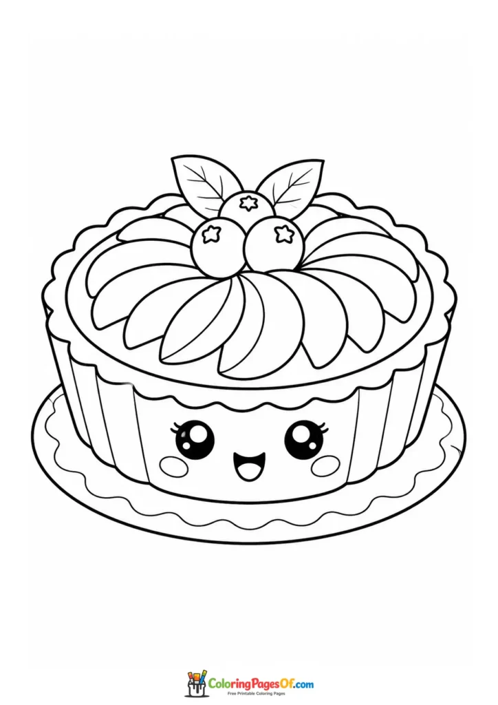 Kawaii Berry Tart coloring page