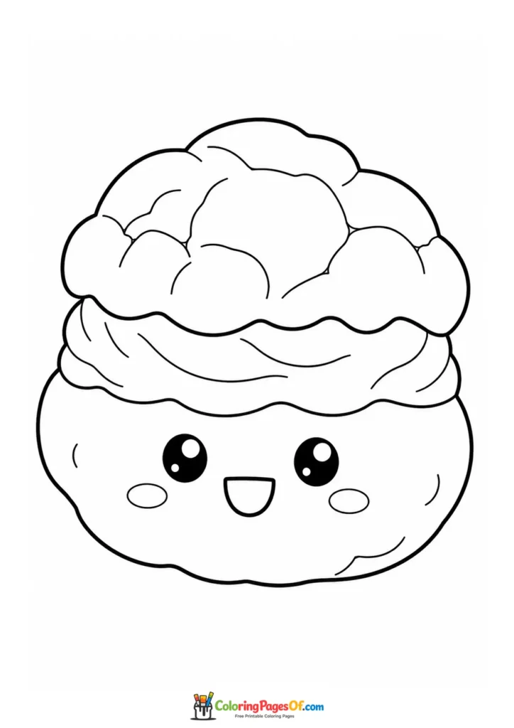 Kawaii Cream Puff coloring page